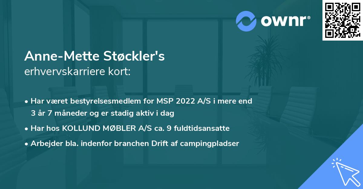 Anne-Mette Støckler's erhvervskarriere kort