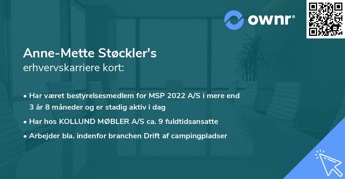 Anne-Mette Støckler's erhvervskarriere kort