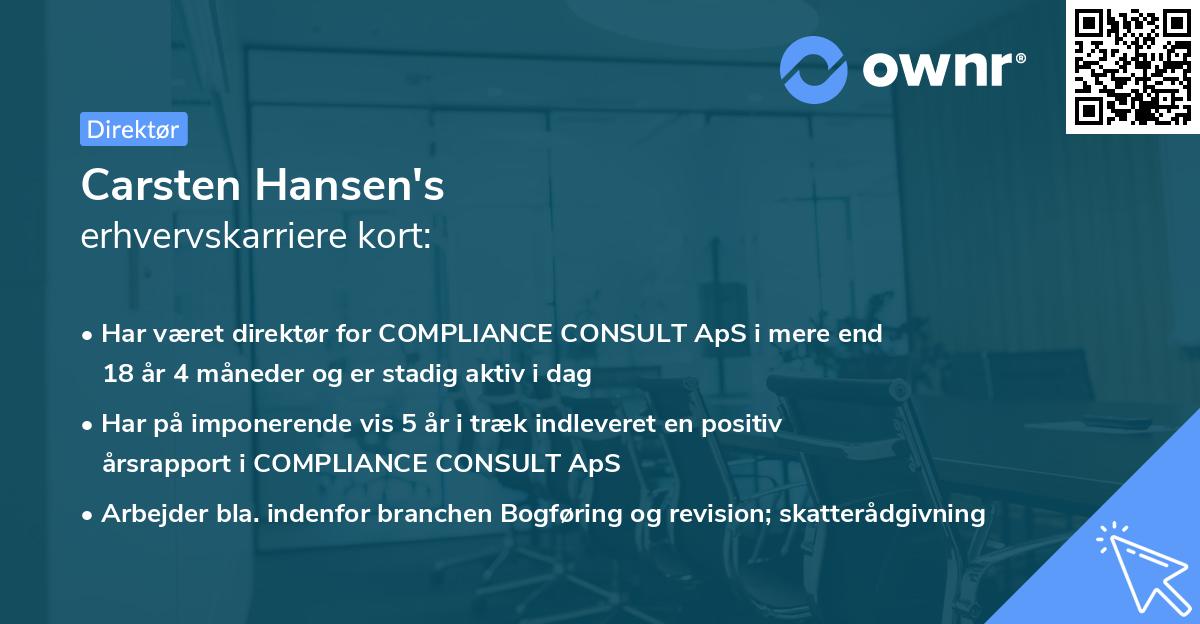 Carsten Hansen's erhvervskarriere kort