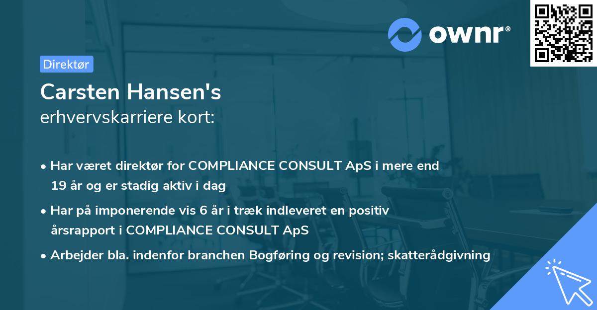 Carsten Hansen's erhvervskarriere kort