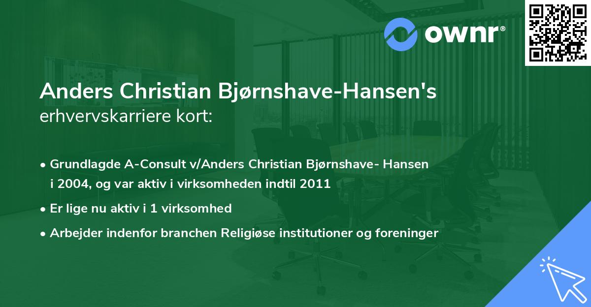 Anders Christian Bjørnshave-Hansen's erhvervskarriere kort