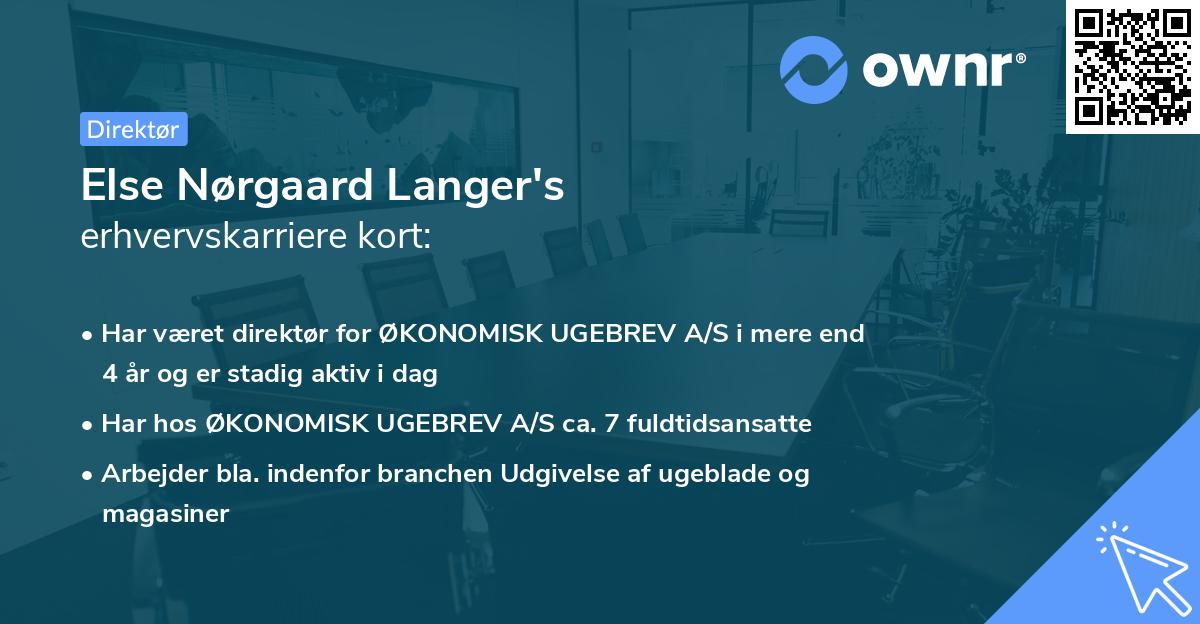 Else Nørgaard Langer's erhvervskarriere kort