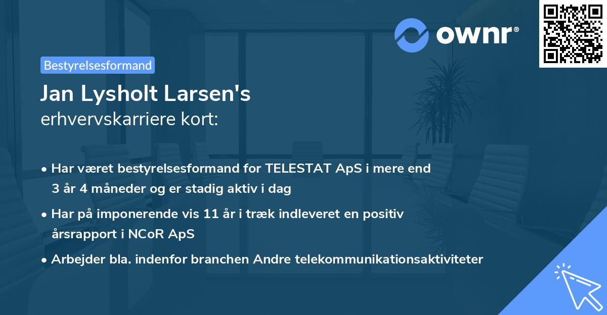 Jan Lysholt Larsen's erhvervskarriere kort