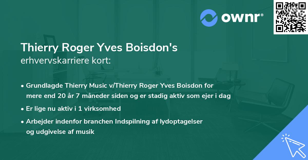 Thierry Roger Yves Boisdon's erhvervskarriere kort