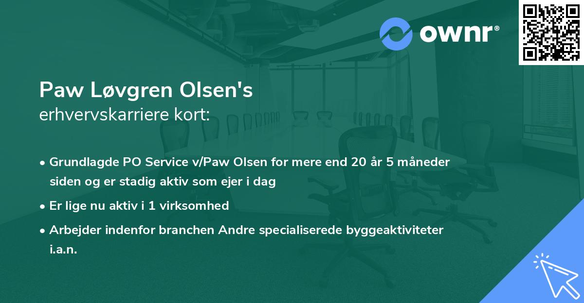 Paw Løvgren Olsen's erhvervskarriere kort