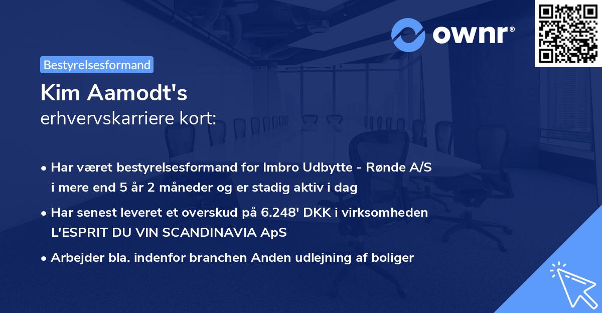 Kim Aamodt's erhvervskarriere kort