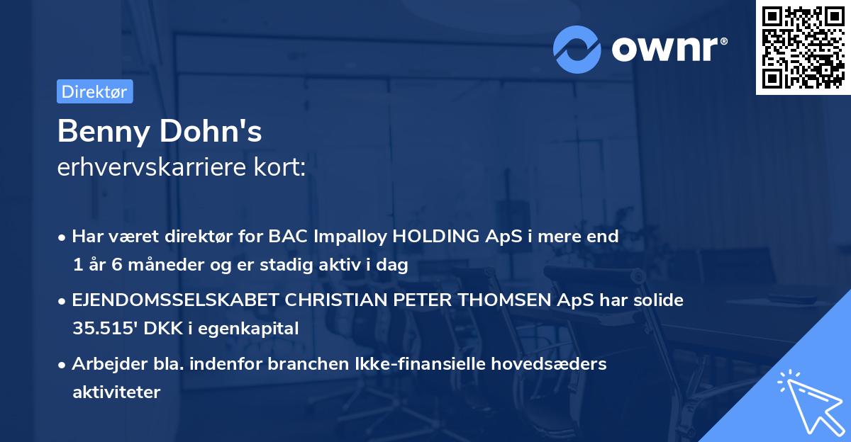 Benny Dohn's erhvervskarriere kort