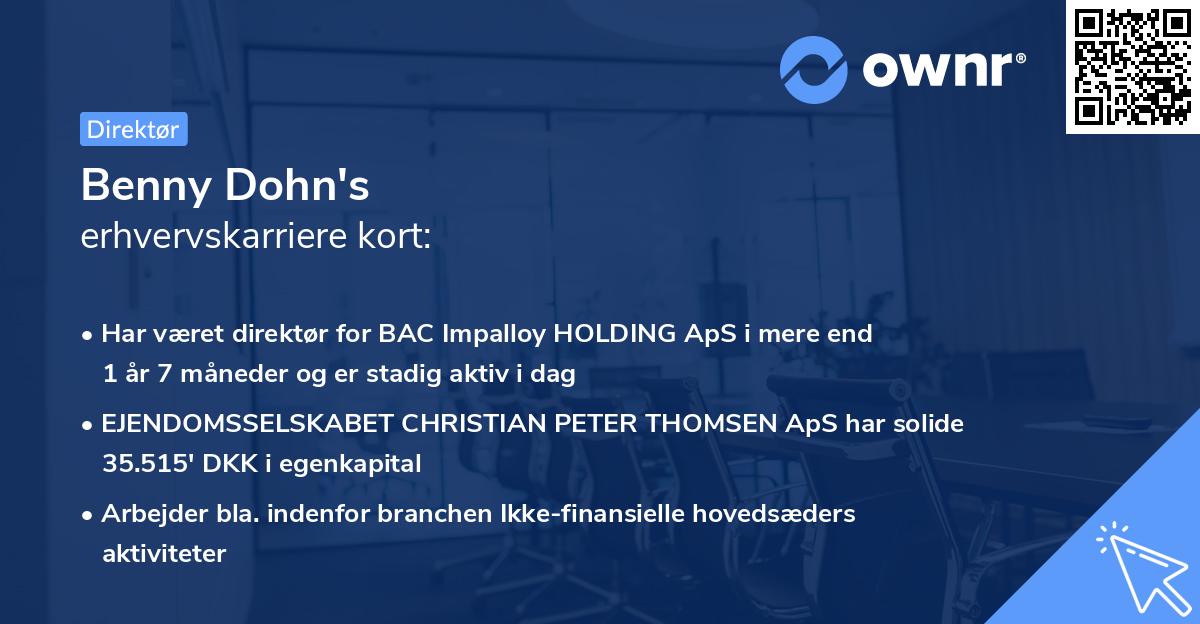 Benny Dohn's erhvervskarriere kort
