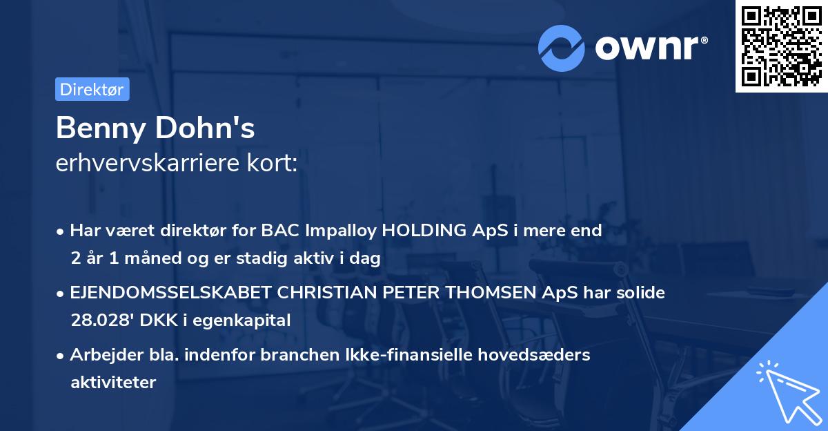 Benny Dohn's erhvervskarriere kort