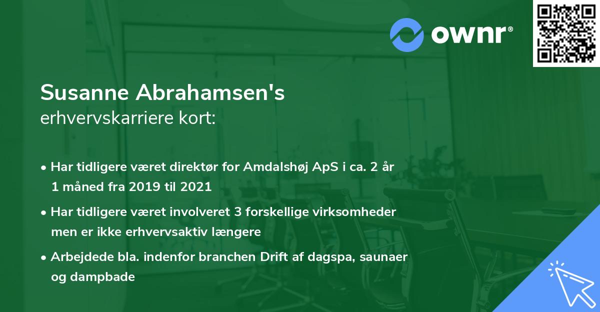 Susanne Abrahamsen's erhvervskarriere kort
