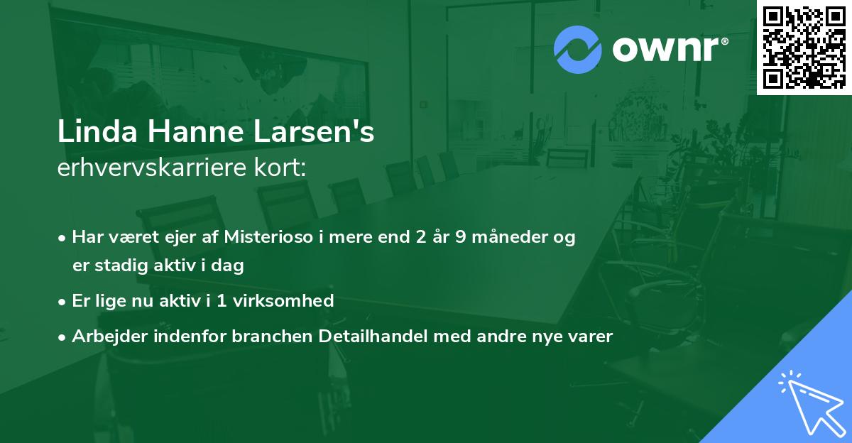 Linda Hanne Larsen's erhvervskarriere kort
