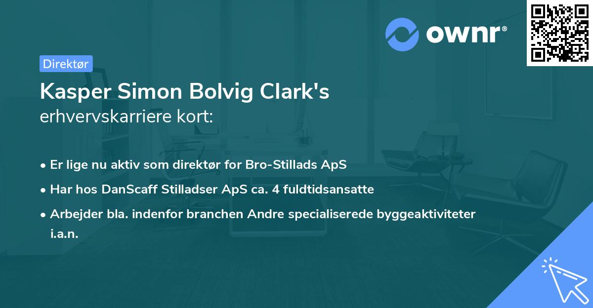 Kasper Simon Bolvig Clark's erhvervskarriere kort