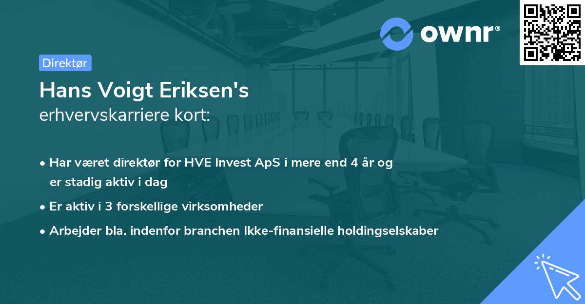Hans Voigt Eriksen's erhvervskarriere kort
