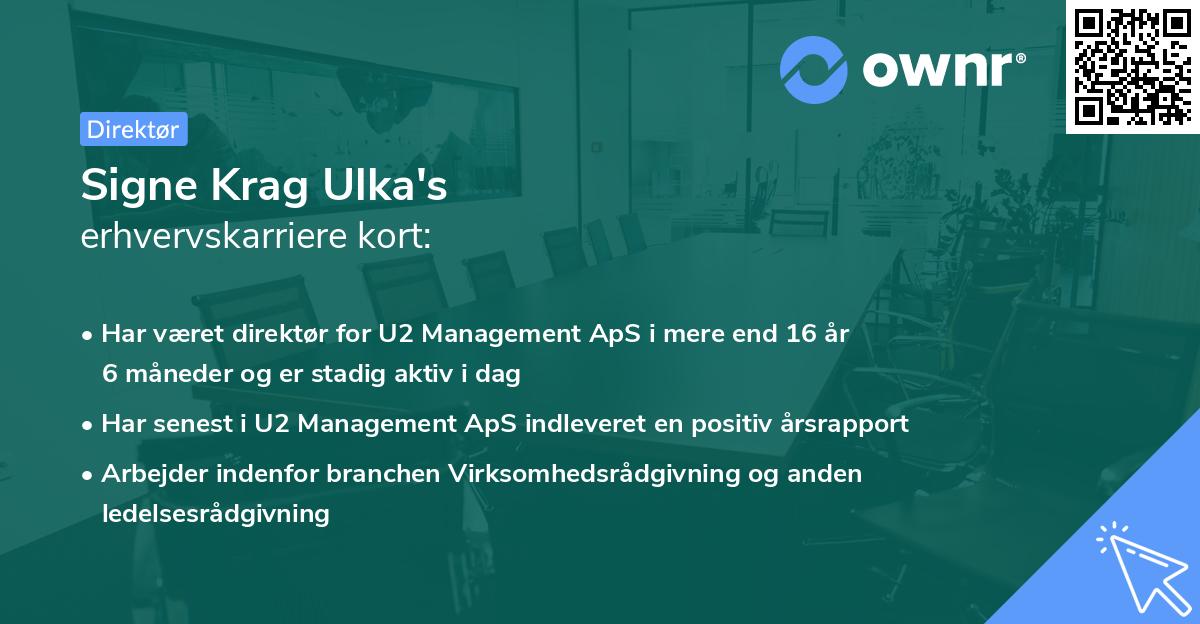 Signe Krag Ulka's erhvervskarriere kort