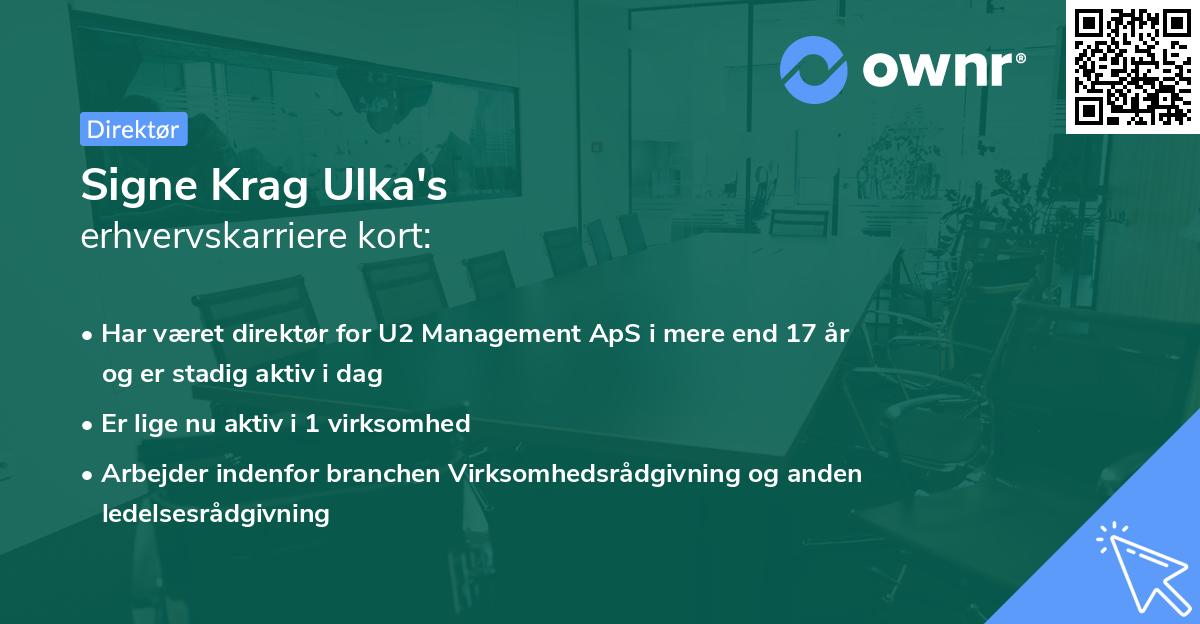 Signe Krag Ulka's erhvervskarriere kort