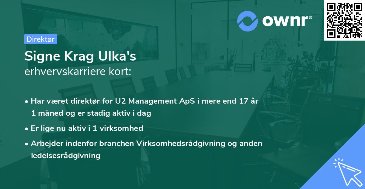 Signe Krag Ulka's erhvervskarriere kort