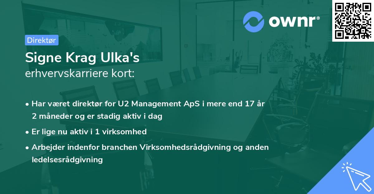 Signe Krag Ulka's erhvervskarriere kort