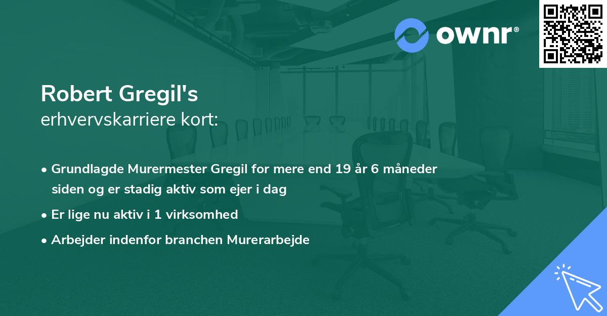 Robert Gregil's erhvervskarriere kort