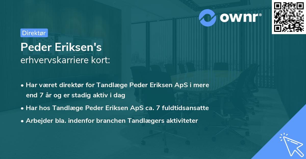 Peder Eriksen's erhvervskarriere kort