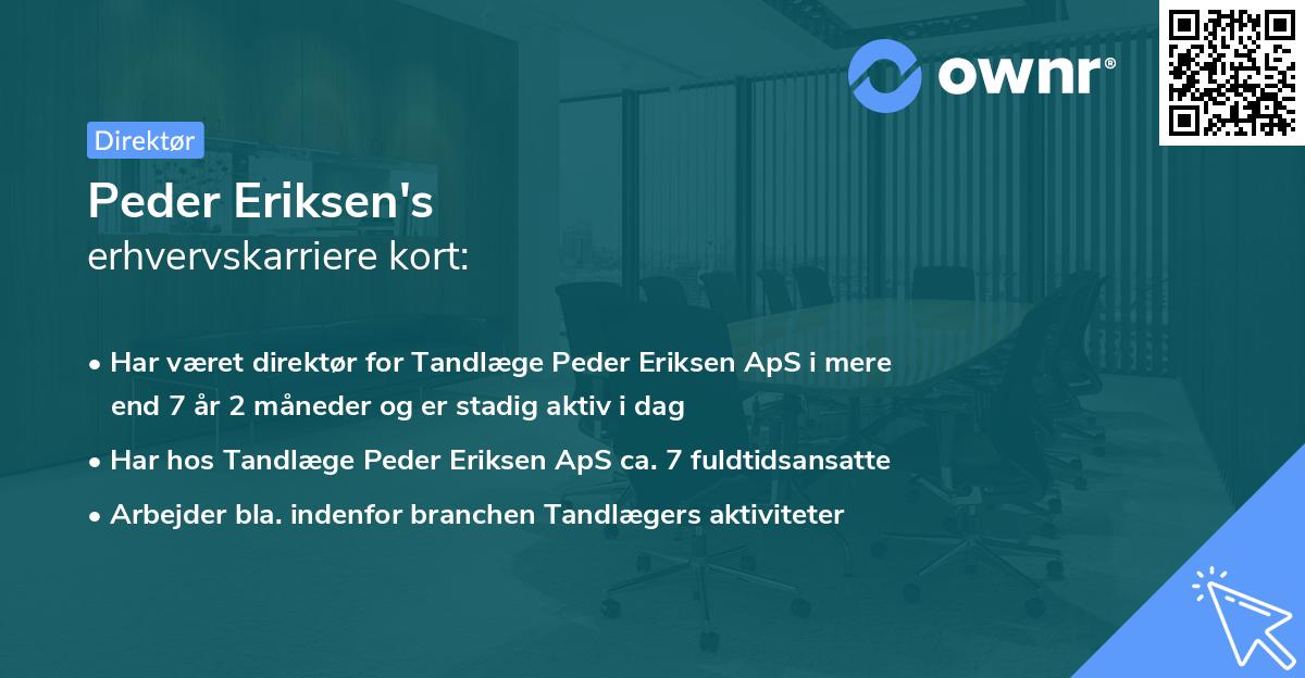Peder Eriksen's erhvervskarriere kort
