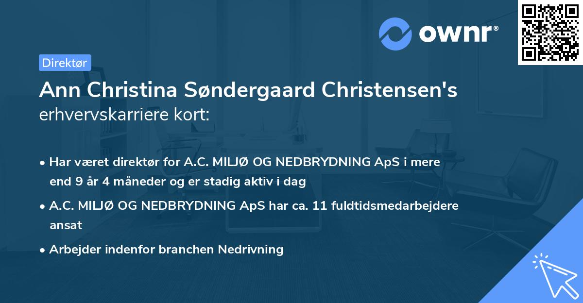 Ann Christina Søndergaard Christensen's erhvervskarriere kort