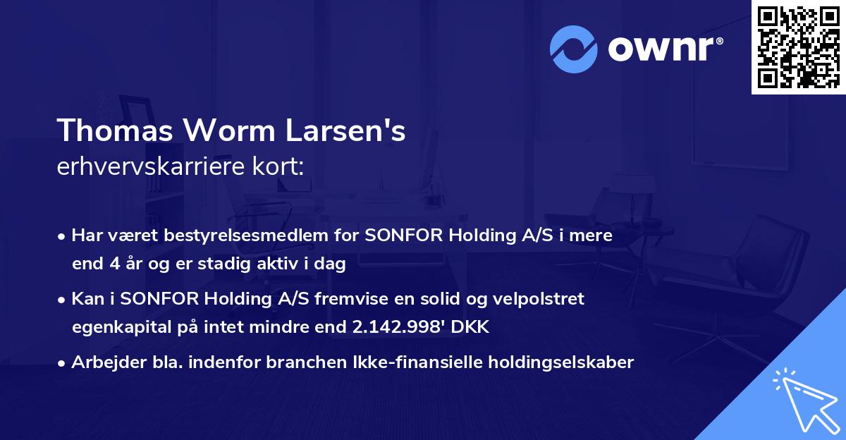 Thomas Worm Larsen's erhvervskarriere kort