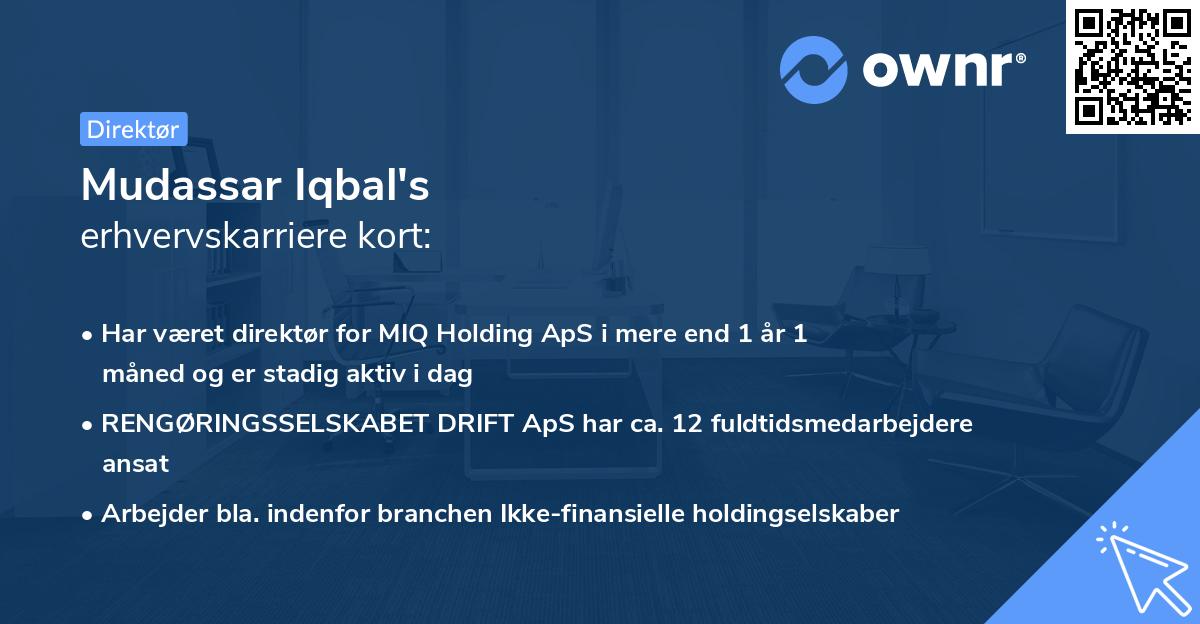 Mudassar Iqbal's erhvervskarriere kort