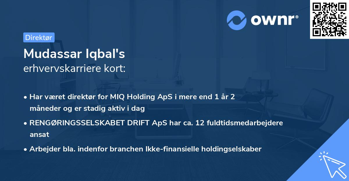 Mudassar Iqbal's erhvervskarriere kort