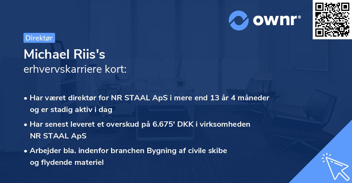 Michael Riis's erhvervskarriere kort