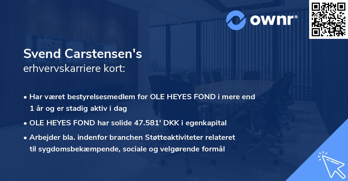 Svend Carstensen's erhvervskarriere kort