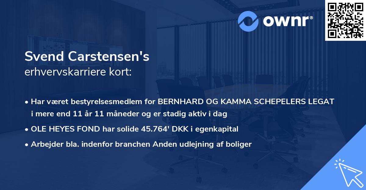 Svend Carstensen's erhvervskarriere kort