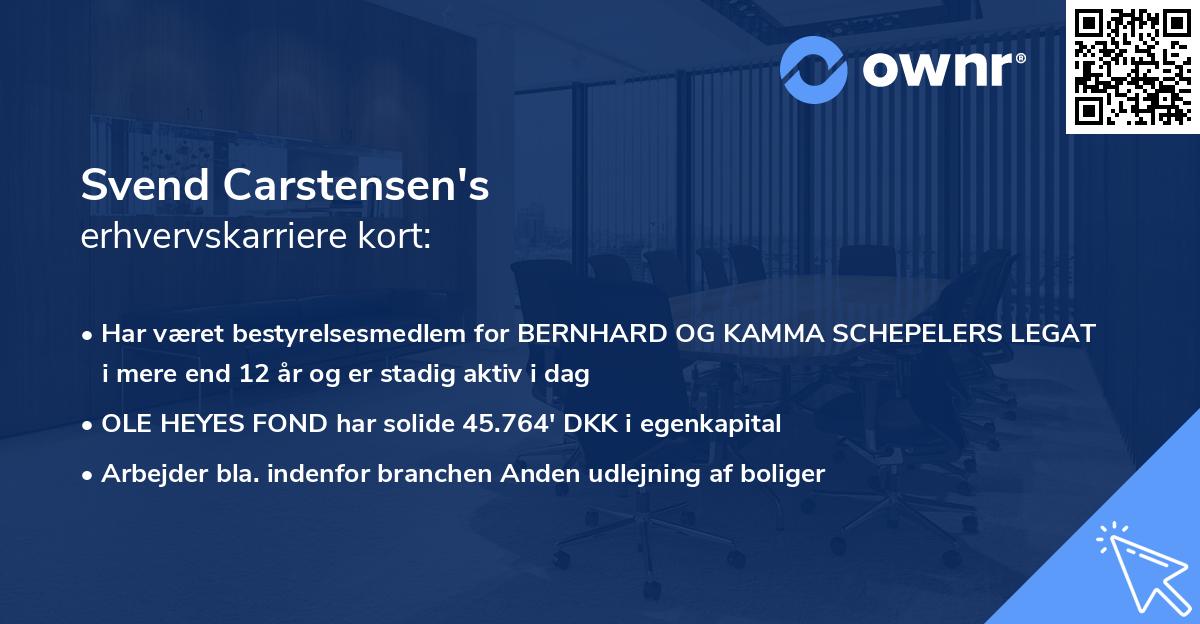 Svend Carstensen's erhvervskarriere kort