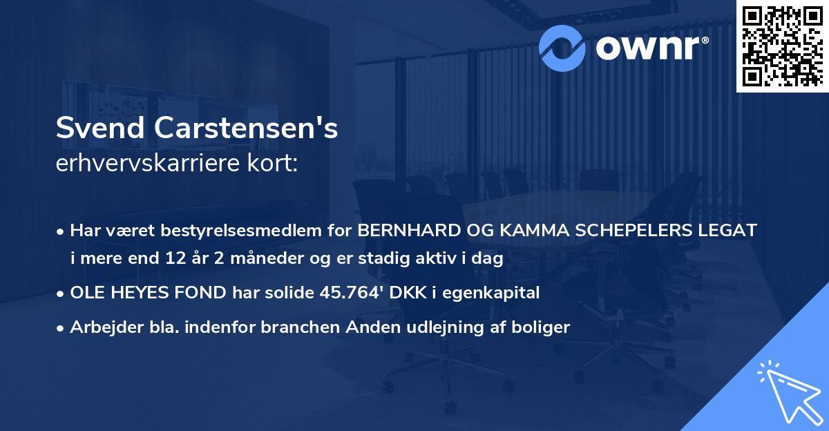 Svend Carstensen's erhvervskarriere kort