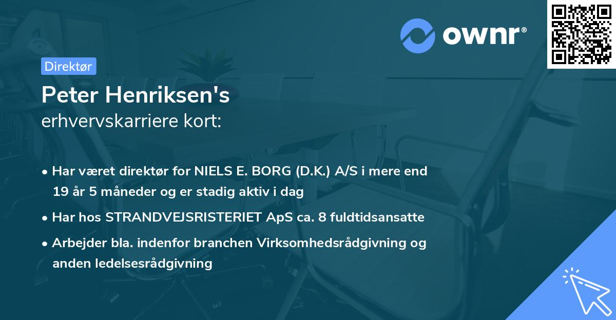 Peter Henriksen's erhvervskarriere kort
