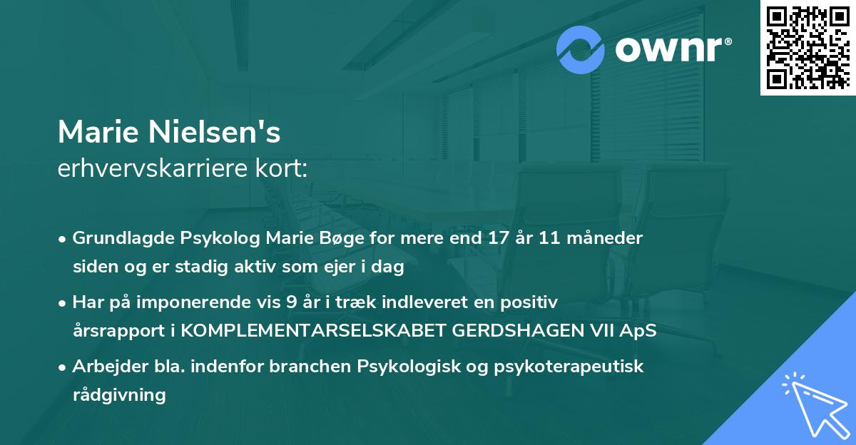 Marie Nielsen's erhvervskarriere kort