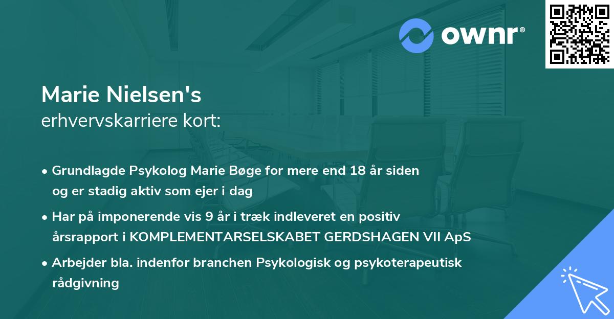 Marie Nielsen's erhvervskarriere kort