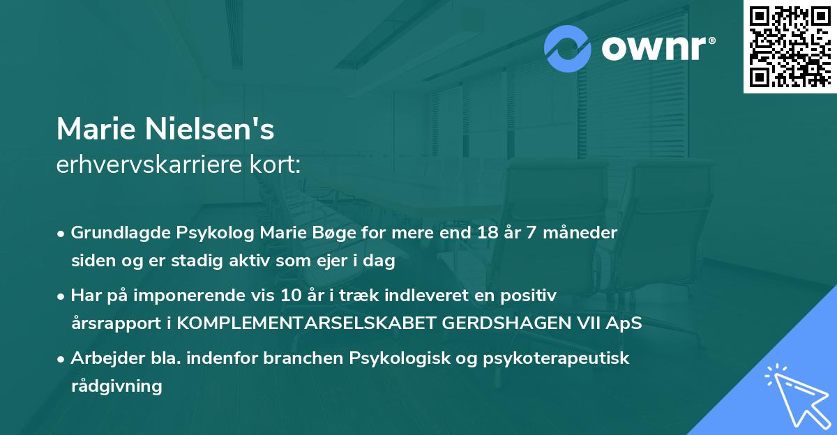 Marie Nielsen's erhvervskarriere kort