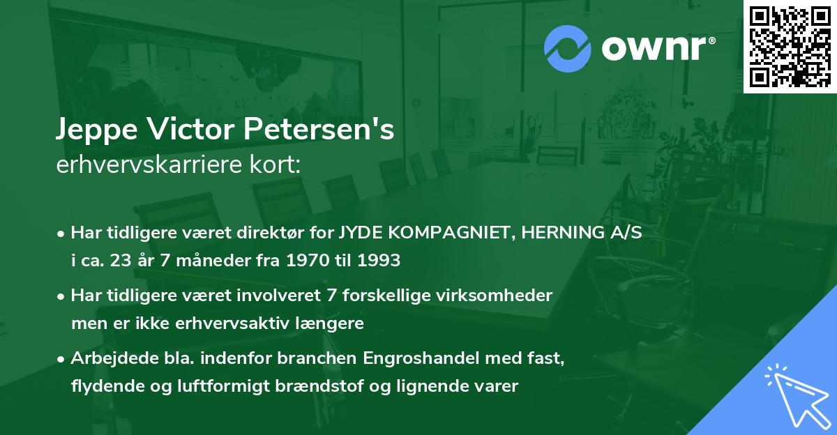 Jeppe Victor Petersen's erhvervskarriere kort