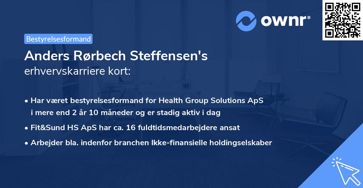Anders Rørbech Steffensen's erhvervskarriere kort
