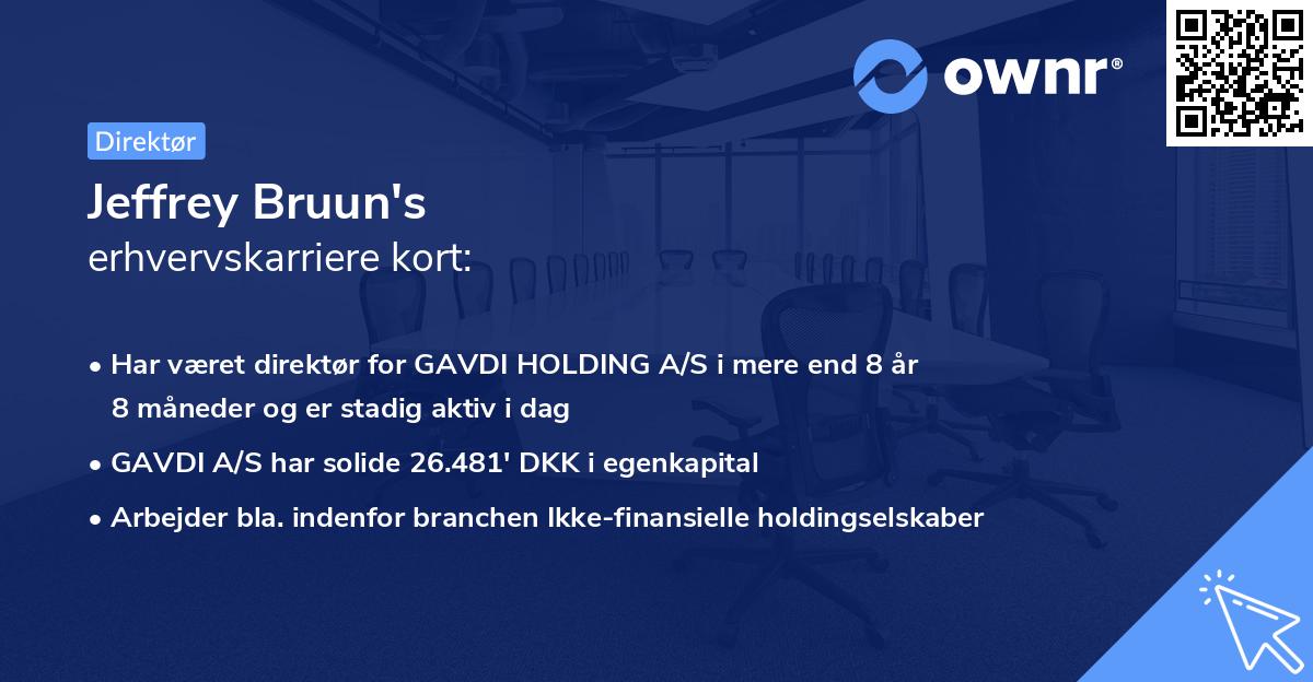 Jeffrey Bruun's erhvervskarriere kort