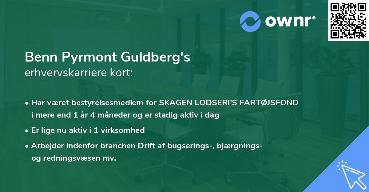 Benn Pyrmont Guldberg's erhvervskarriere kort
