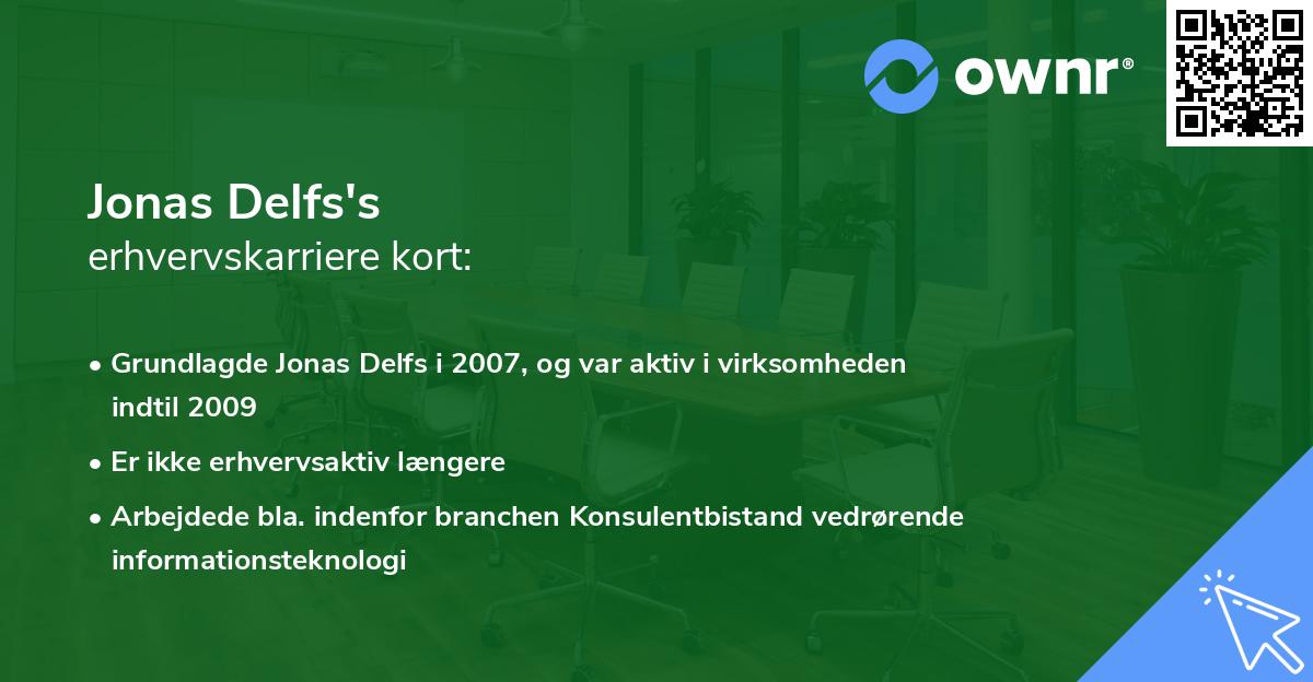 Jonas Delfs's erhvervskarriere kort