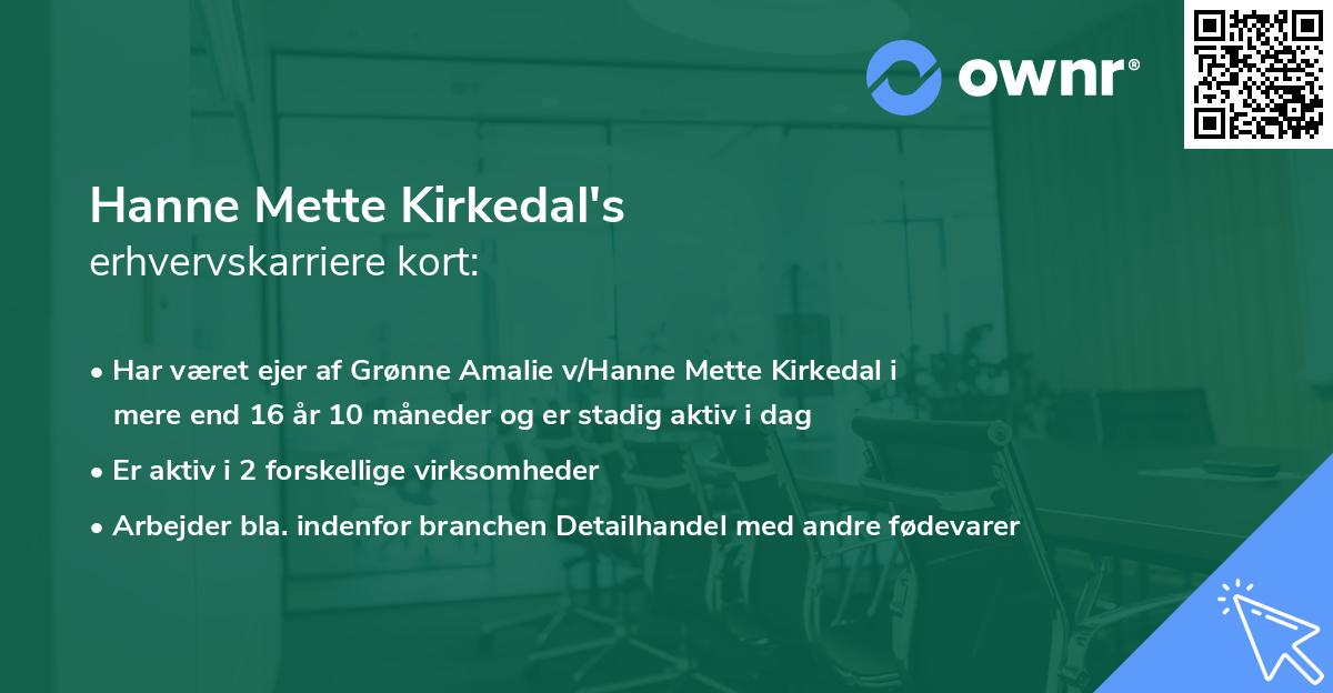 Hanne Mette Kirkedal's erhvervskarriere kort