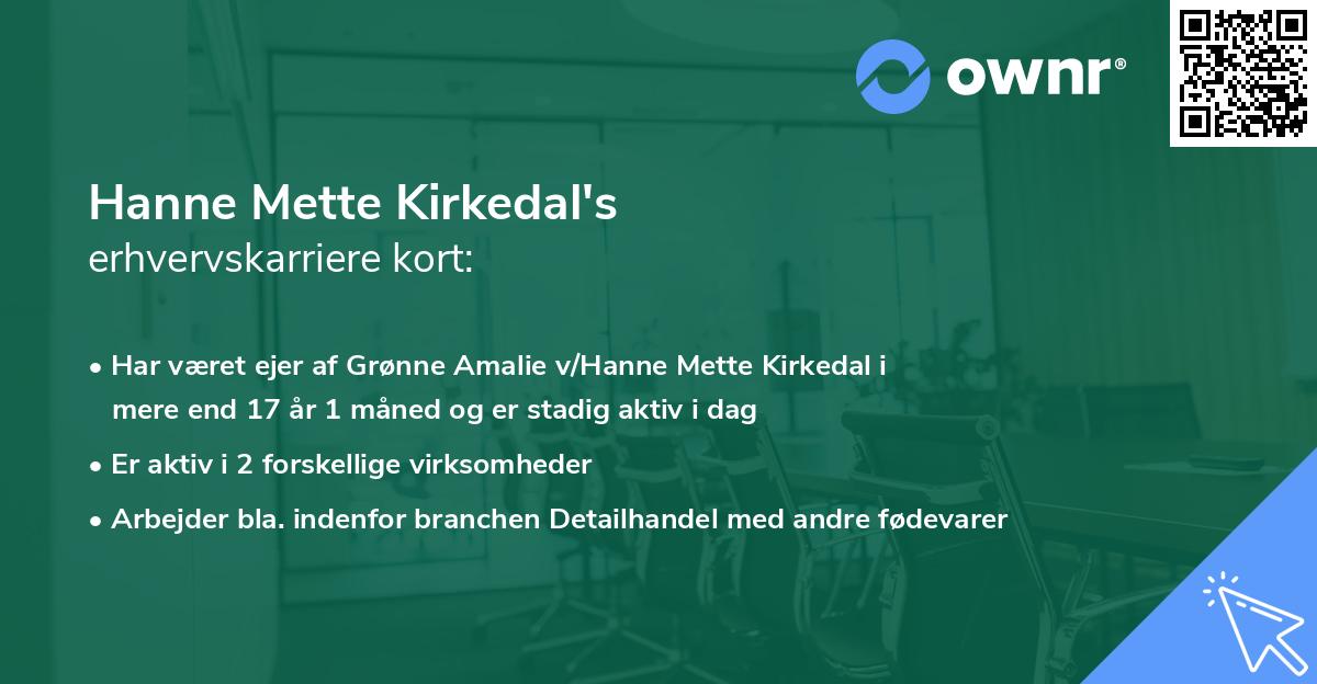 Hanne Mette Kirkedal's erhvervskarriere kort