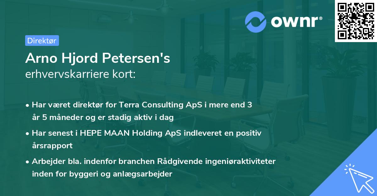 Arno Hjord Petersen's erhvervskarriere kort