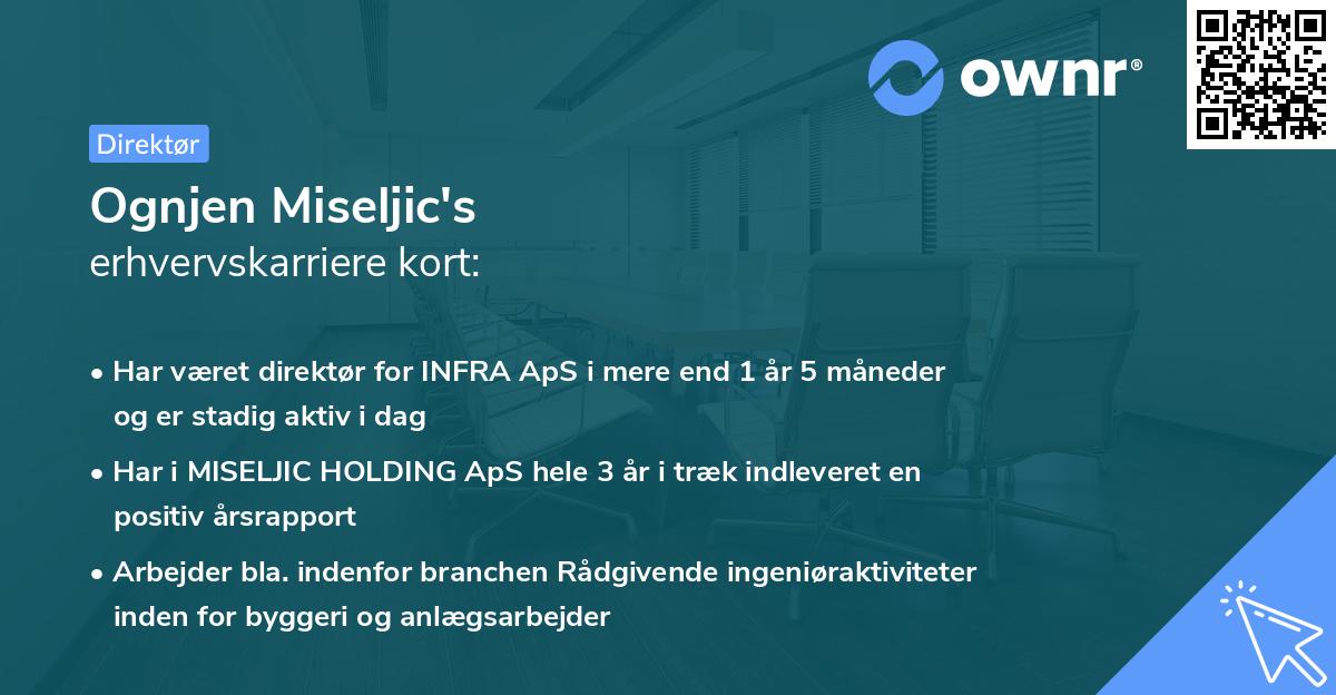 Ognjen Miseljic's erhvervskarriere kort