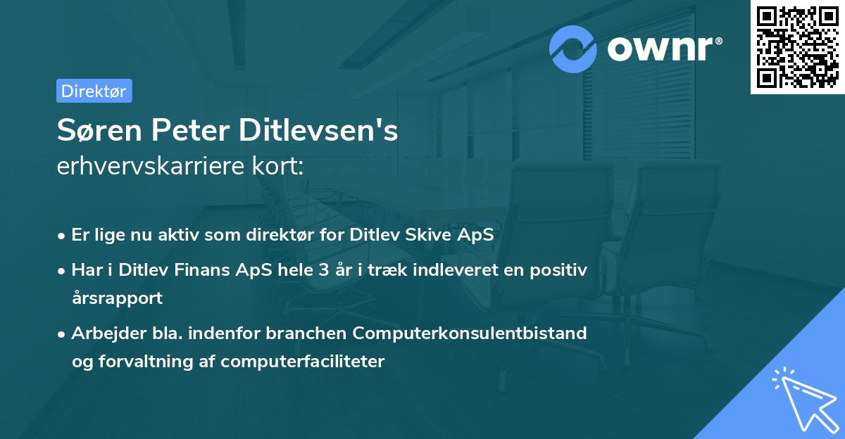 Søren Peter Ditlevsen's erhvervskarriere kort