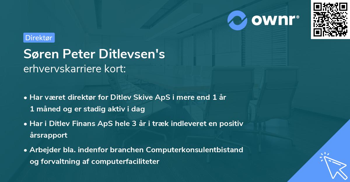 Søren Peter Ditlevsen's erhvervskarriere kort