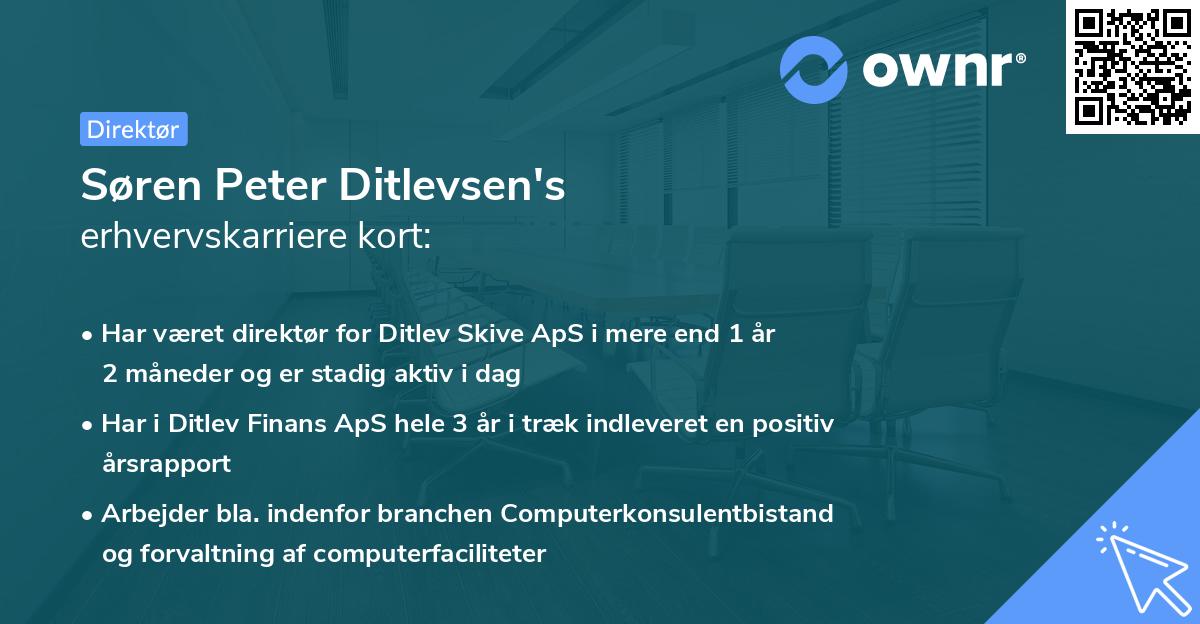 Søren Peter Ditlevsen's erhvervskarriere kort