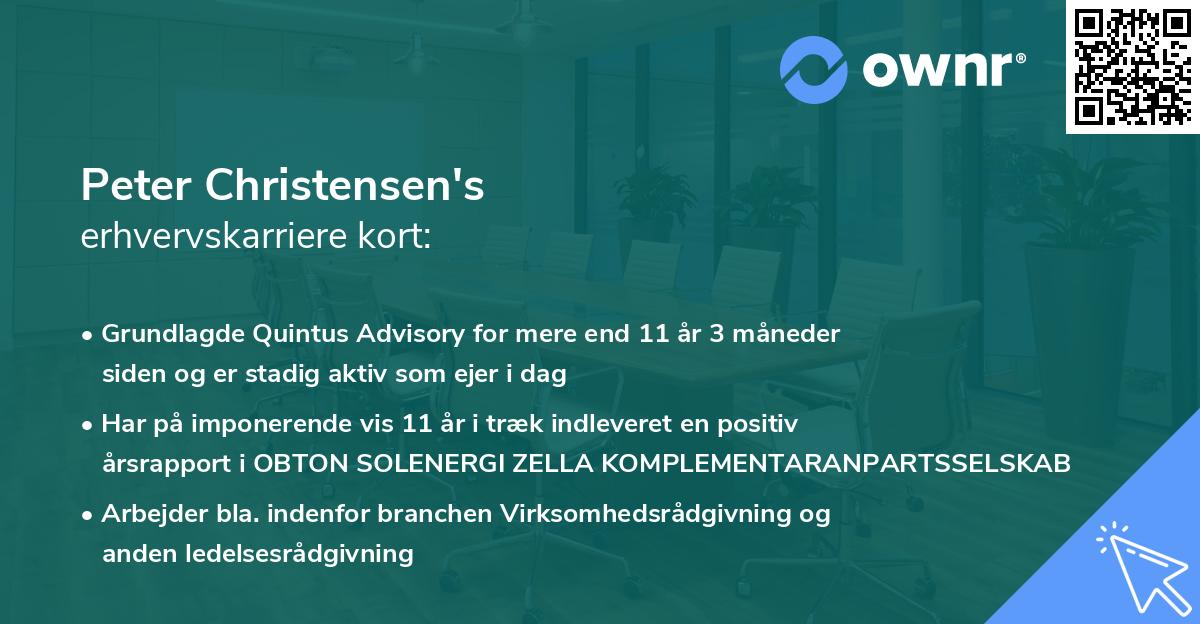 Peter Christensen's erhvervskarriere kort